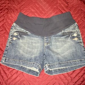 Denim maternity shorts